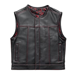 Black Leather USA Biker Vest Vintage Mens Airbrushed Victory