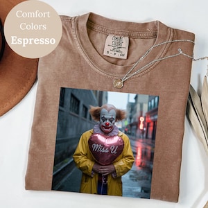 Sad Clown Horror Shirt,Dark Aesthetic Shirt,Vintage Clown Halloween Shirt,Funny Clown Shirt,Horror Movie Shirt,Spooky Season Gift,Miss U Tee