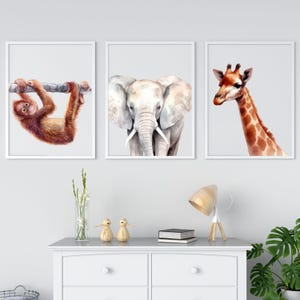 Safari Nursery Prints,Baby Room Decor,Gender Neutral Nursery Prints,Newborn Gift, Nursery Art,ElephantLionGiraffe Safari Decor,Gift for kids