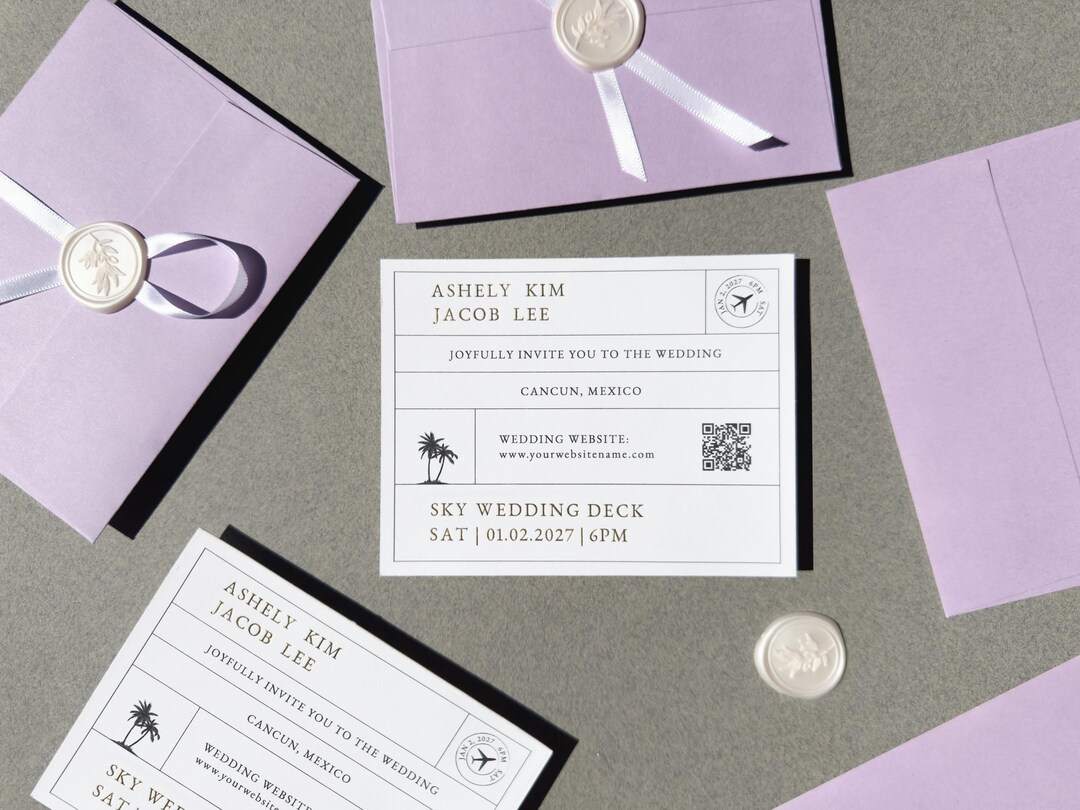 Destination Wedding Invitation, Boarding Ticket Invitation - Physical ...