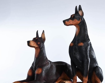 JXK Studio Custom Dobermann hondenbeeldje, gepersonaliseerd hars huisdier standbeeld, hond herdenkingscadeau