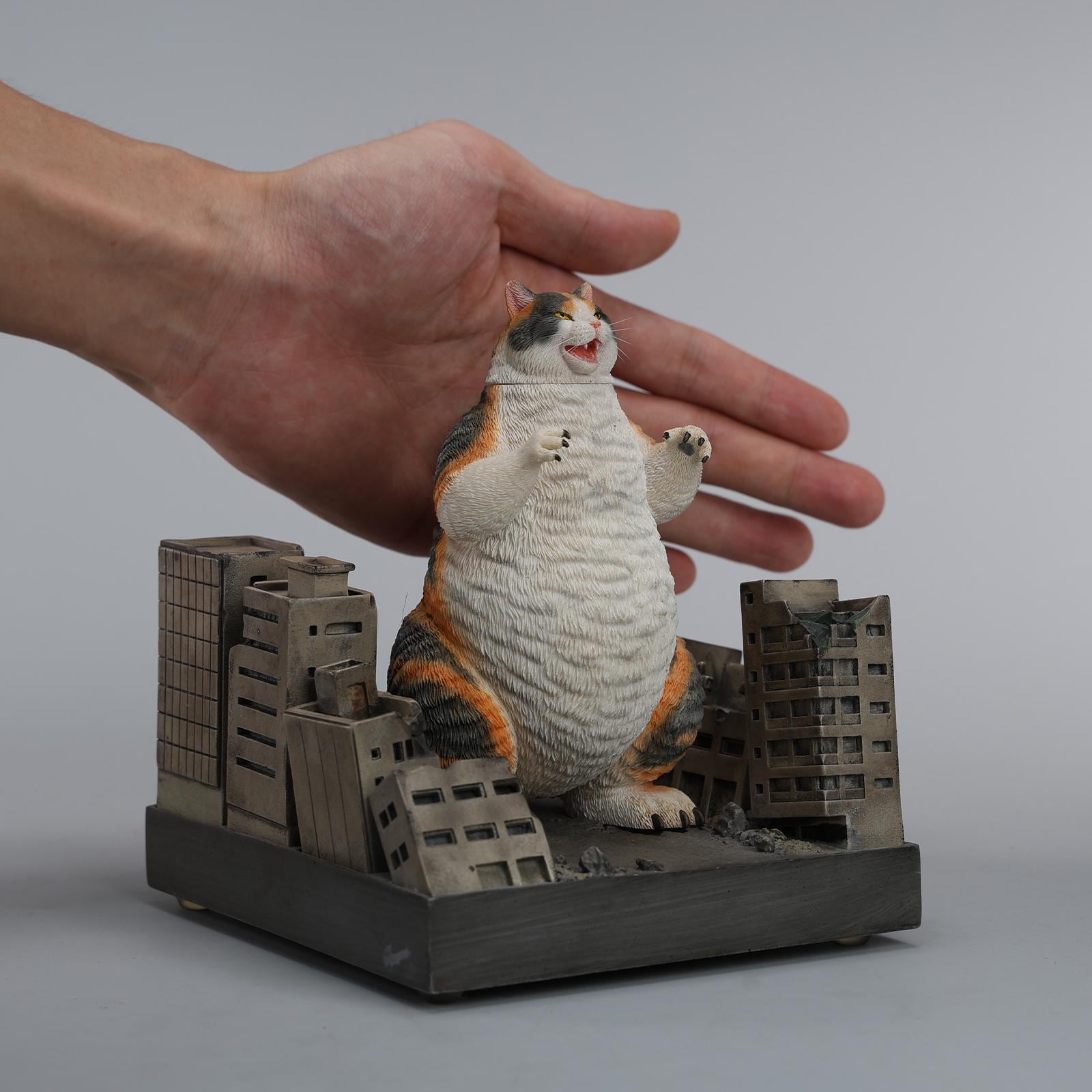 JXK Studio Handmade Catzilla Resin Sculpture, Meowzilla Kaiju Cat