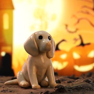 JXK Studio Dog Figurine Resin Statue Fantasy Animal Figurines for Collectors Ghost Inspired Pet Sculptures Gothic Style Halloween Gift