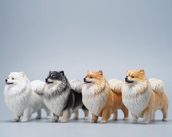 JXK Studio Pomeranian Dog Figurine, Resin Pet Statue, Dog Memorial Gift
