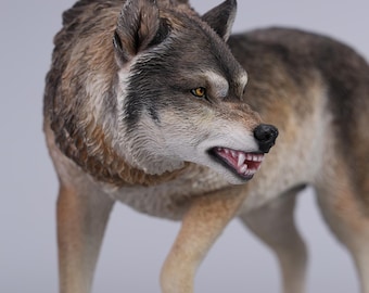 JXK Studio Handcrafted Direwolf Figurine – Realistic Resin Animal Statue, Wildlife Home Décor Gift