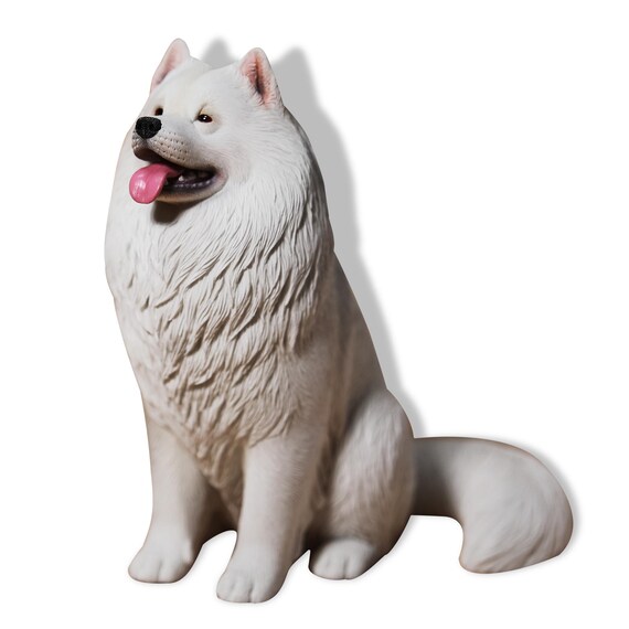 JXK Studio Samoyed Dog Figurine, Resin Pet Statue, Dog Memorial