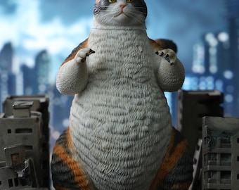 JXK Studio Handmade Catzilla Resin Sculpture, Meowzilla Kaiju Cat