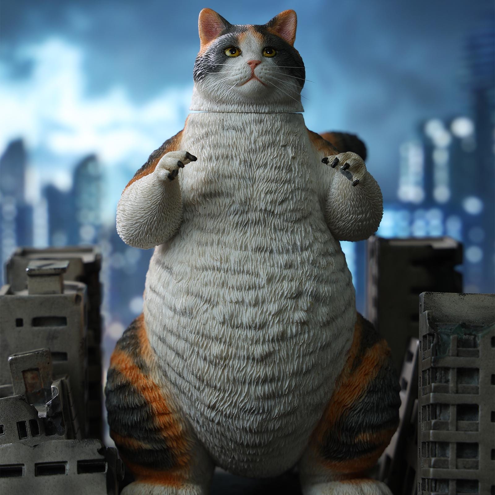 JXK Studio Handmade Catzilla Resin Sculpture, Meowzilla Kaiju Cat