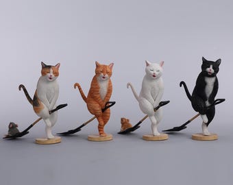 Figura de gato personalizada de JXK Studio: Estatua conmemorativa de mascota personalizada, resina pintada a mano