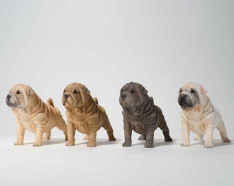 JXK Studio Shar Pei Dog Figurine, Resin Pet Statue, Dog Memorial Gift