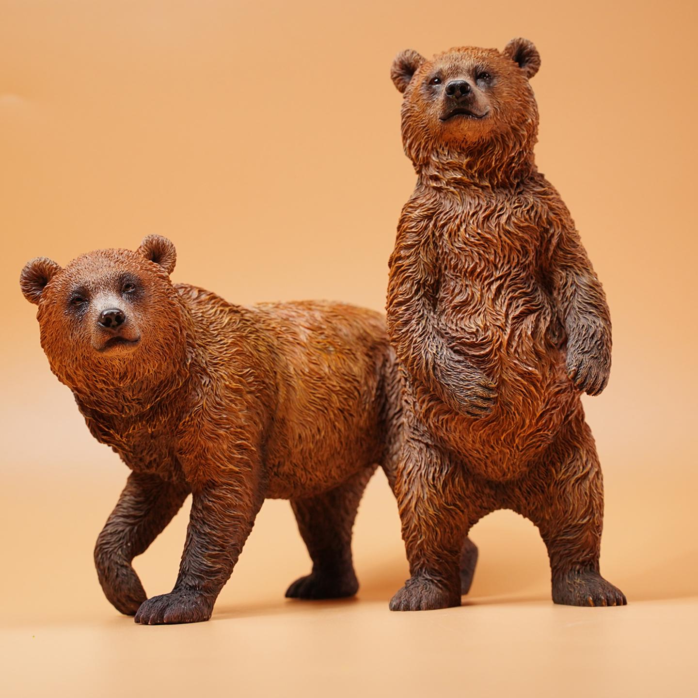 JXK Studio 手作り樹脂製クマの置物 - リアルな野生動物のホーム