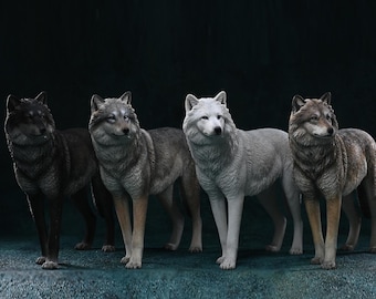 JXK Studio Handcrafted Resin Arctic Wolf Figurine – Wildlife Home Decor