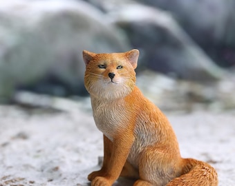 JXK Studio Handcrafted Resin Tibetan Fox Figurine – Wildlife Home Decor
