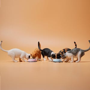 JXK Studio Custom Cat Statue Personalized Cat Fur Color Handmade Resin Devon Cat Figurine Pet Memorial Unique Gift for Cat Lovers