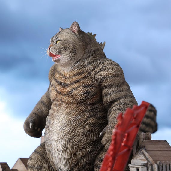 JXK Studio Meowzilla Figurine Catzilla Cat Monster Figurine, Funny