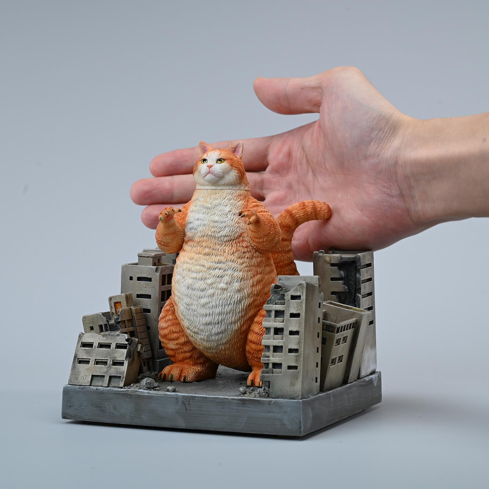 JXK Studio Handmade Catzilla Resin Sculpture: Meowzilla Kaiju Cat