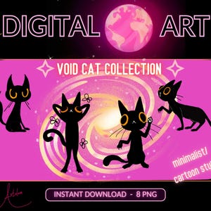 Ilustración de gato minimalista adorable: arte de gato imprimible, descarga instantánea, dibujo digital estético