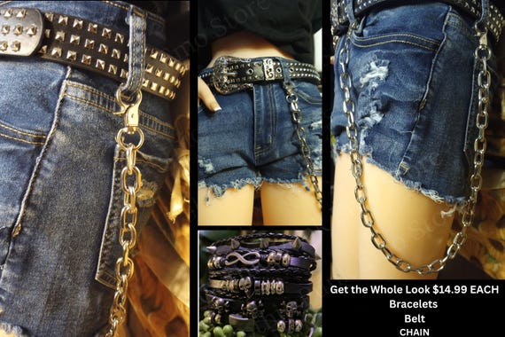 Rivet Studded Belt: Black Faux Leather Gothic Punk Style - Etsy