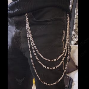 Cartera de motociclista con cadena gótica de 3 capas, gruesa, con anilla en O, cinturón, pantalones, punk, gótico, grunge, años 90, alternativa, vaqueros, llaves, motociclista, ropa de calle, hip hop