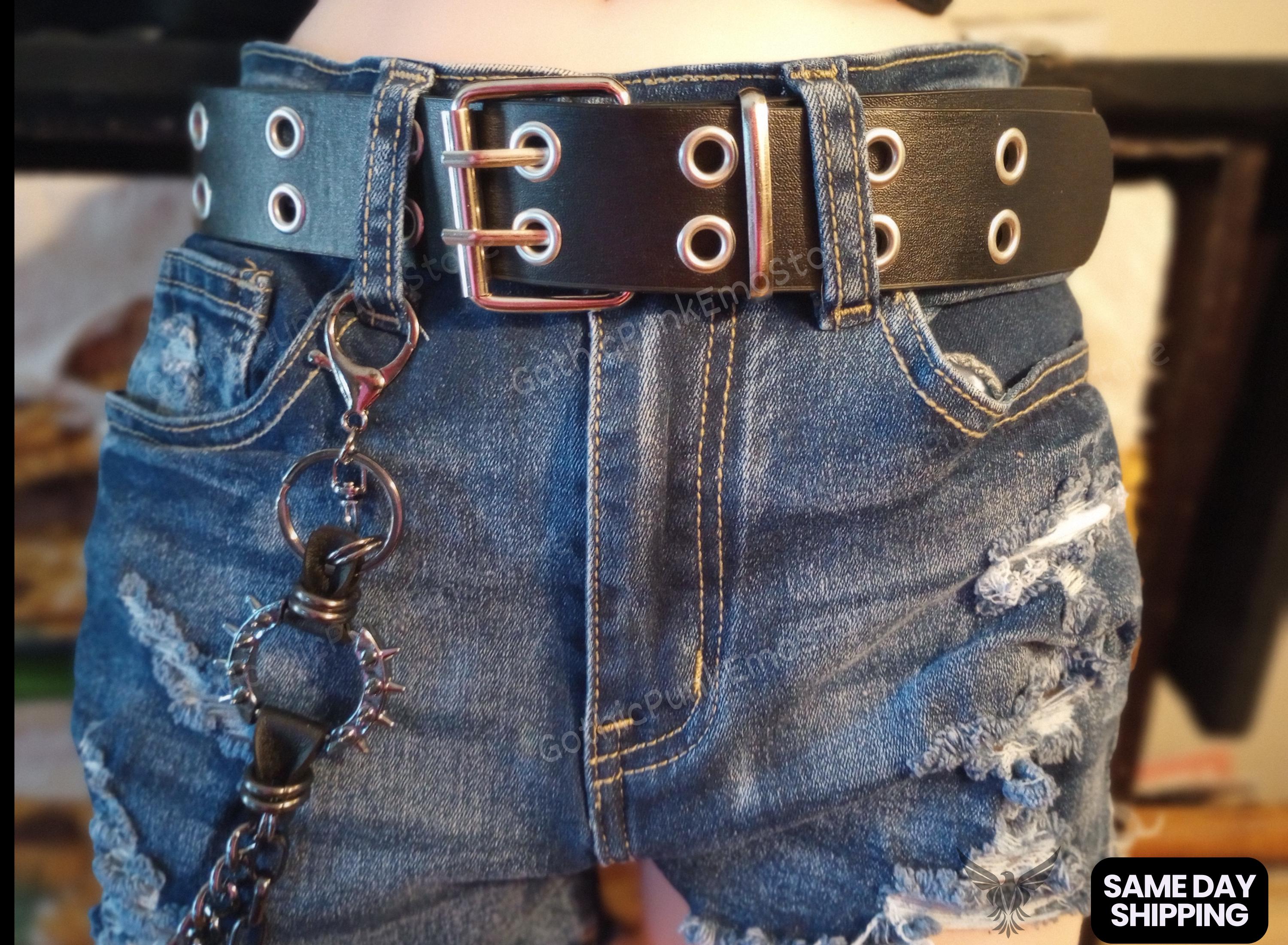 Black Double Grommet Belt: Gothic Punk Rock Studded Belt - Etsy