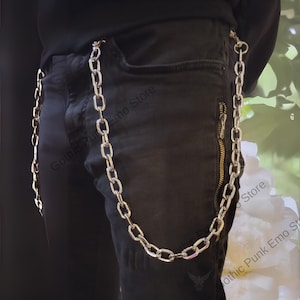 Cadena gruesa para billetera, estilo gótico, con anilla en O, para cinturón y pantalones, estilo punk, gótico, grunge, años 90, estilo alternativo, para jeans, llavero, estilo motero, estilo urbano, hip hop.