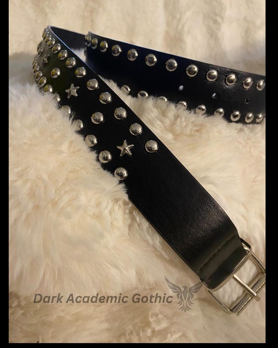 Rivet Studded Belt: Gothic Punk Rock Faux Leather Belt - Etsy display picture 3