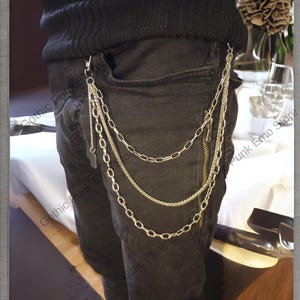 Cadena para cinturón y pantalones con anilla gruesa de 3 capas, estilo gótico, estilo punk, gótico, años 90, estilo alternativo, para vaqueros, motociclista, estilo urbano, hip hop.