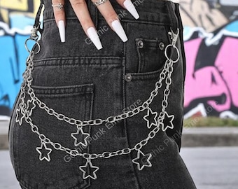 Star Charm Wallet Chain: Punk Goth Jeans Belt Chain