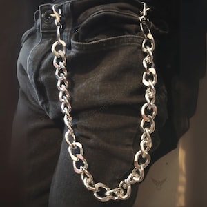 Cadena gruesa para billetera, estilo gótico, con anilla en O, dorada, para bolso, cinturón, pantalones, estilo punk, gótico, grunge, alternativo, para vaqueros, con llaves, para pantalones de motociclista, color plateado.