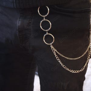 Cadena gótica de dos capas con anilla gruesa para billetera, cinturón, pantalones, estilo punk, gótico, grunge, años 90, alternativa para jeans, llavero, estilo motero, estilo urbano, hip hop.