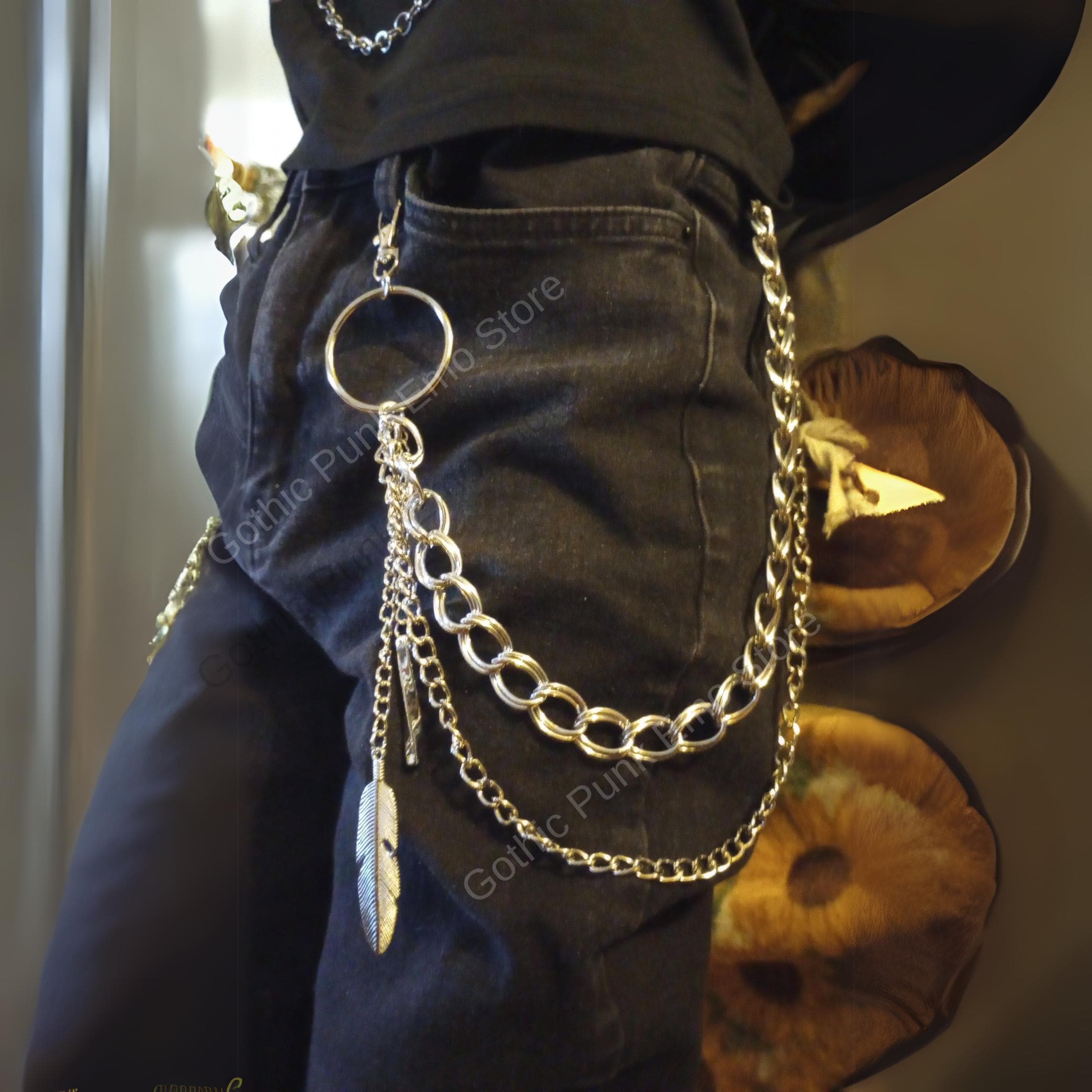 Pants Chain: Emo Punk Rock Leaf O-ring Gothic Cyberpunk Jewelry - Etsy