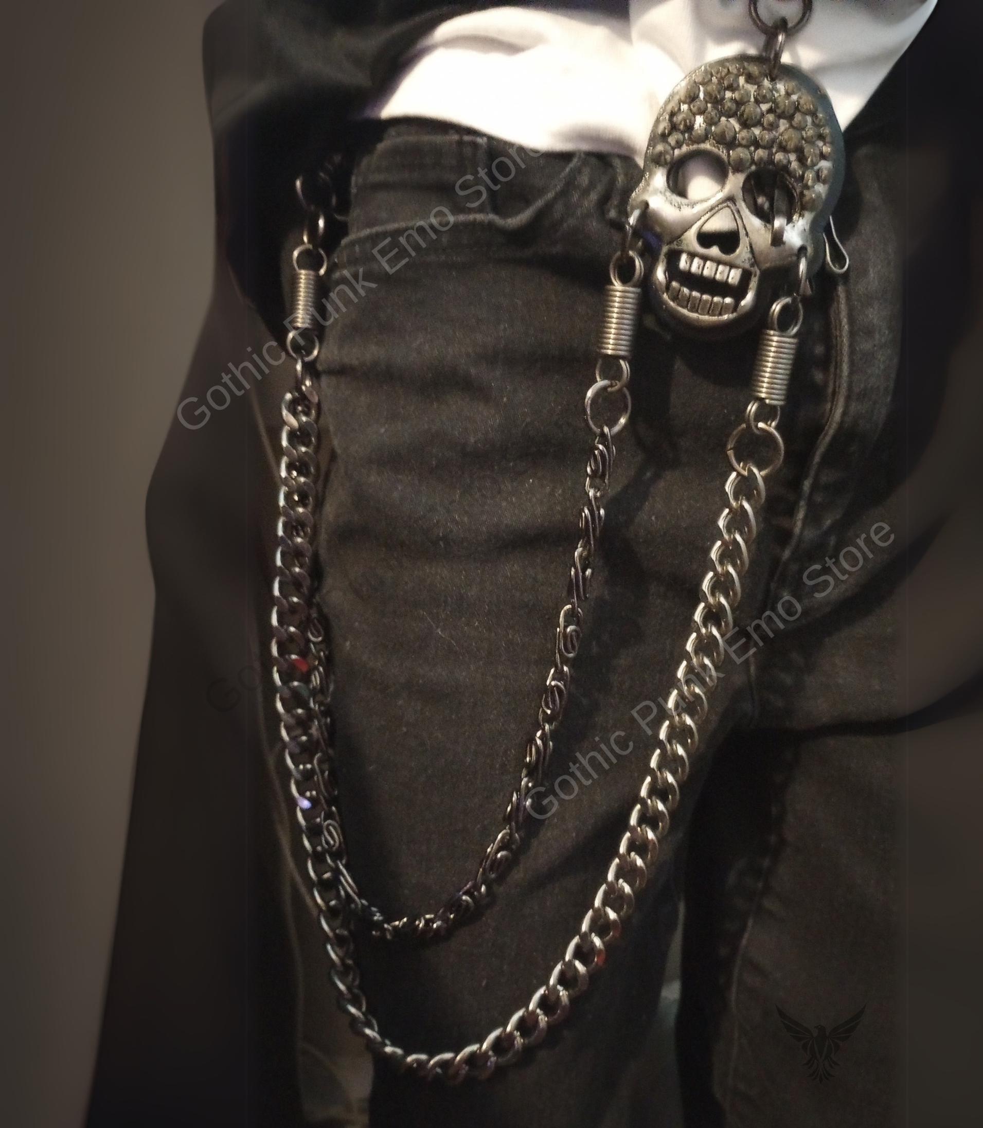 Wallet Chain Heavy Metal Spiked Gothic Layered O Ring Belt