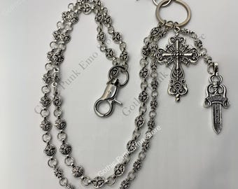 Gothic Punk Silver Pants Chain: Emo Biker Jean Accessory
