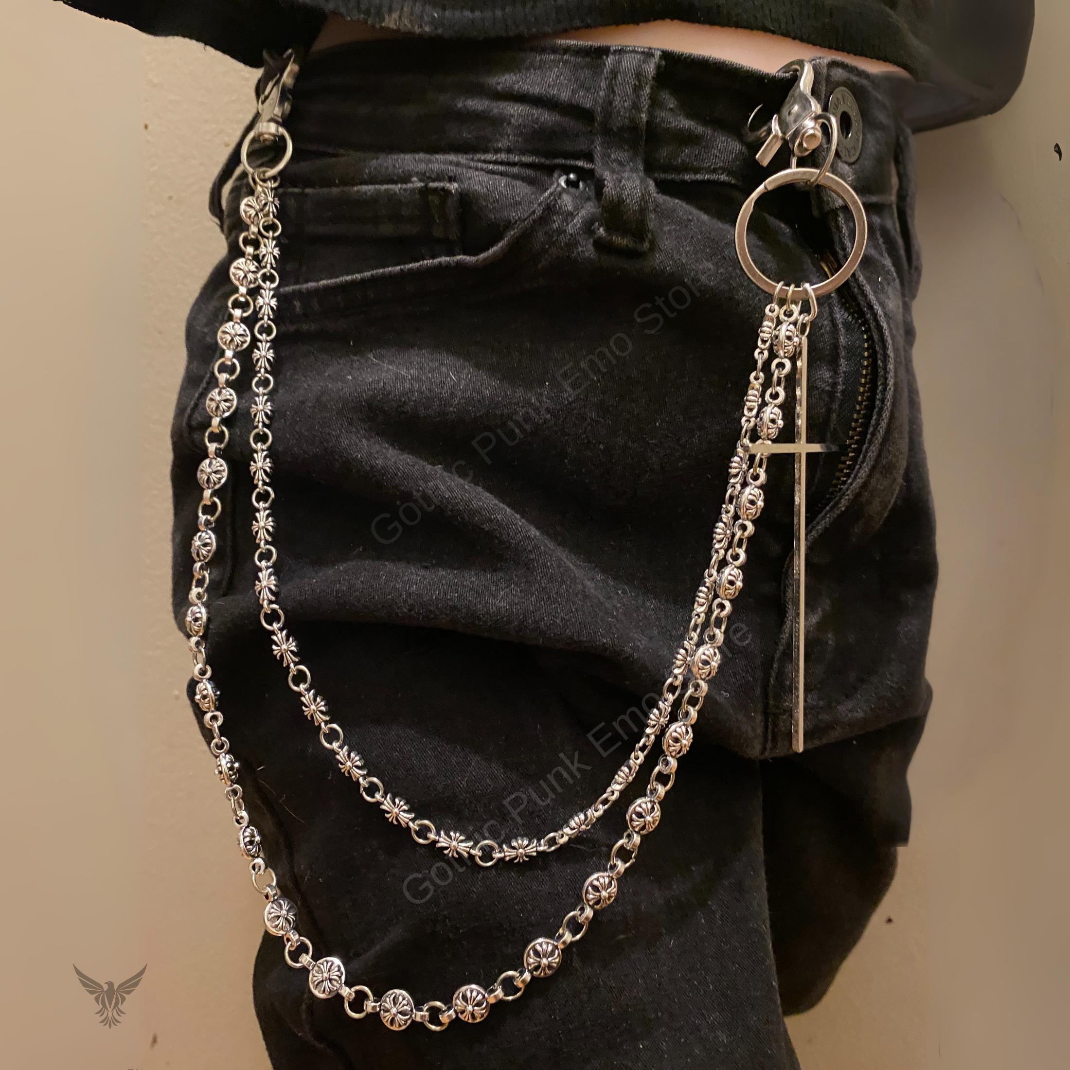 Cross Pants Chain: Y2K Punk Biker Wallet Chain - Silver Alloy - Etsy