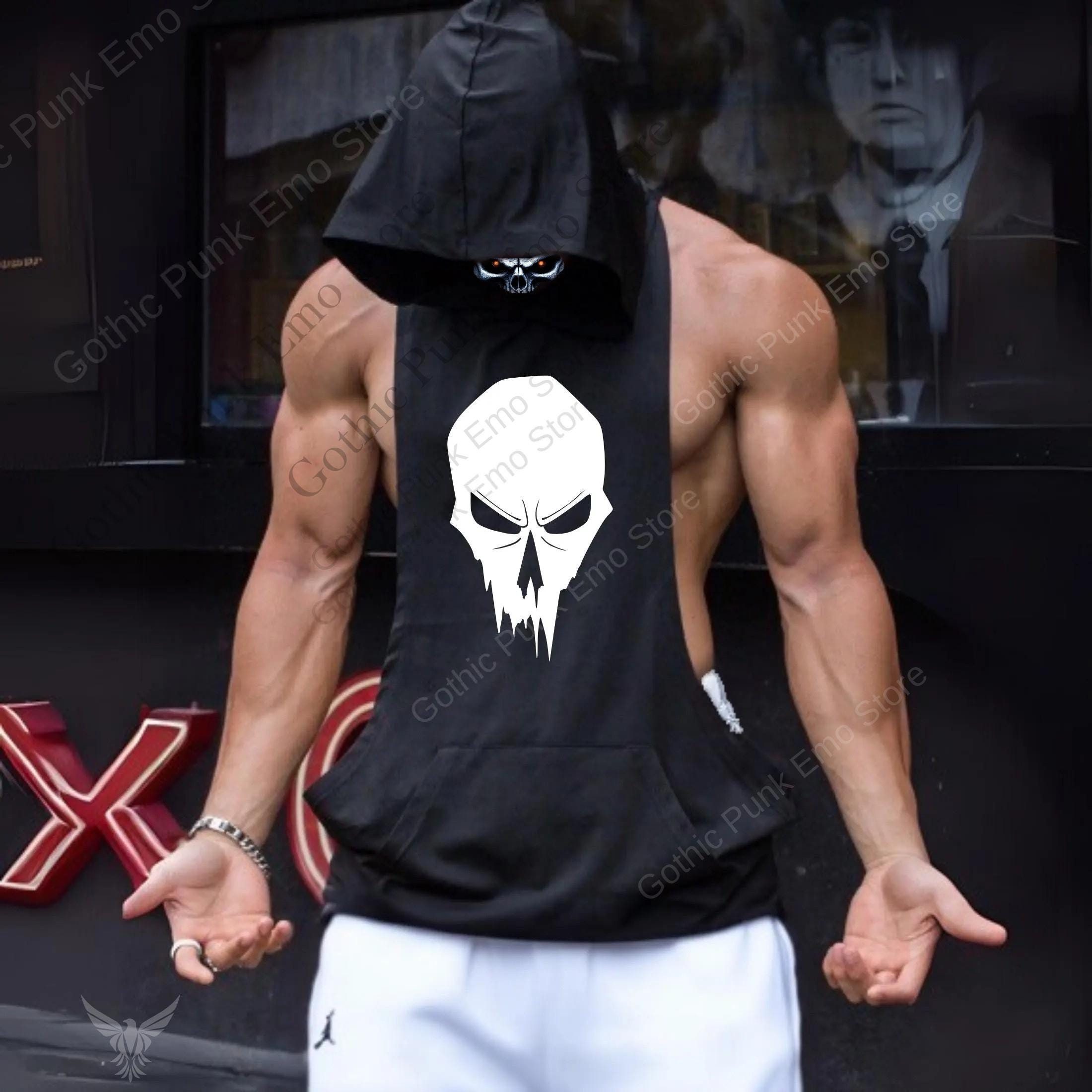 Gothic Cross Sleeveless Hoodie: Punk Gym Tank Top - Etsy