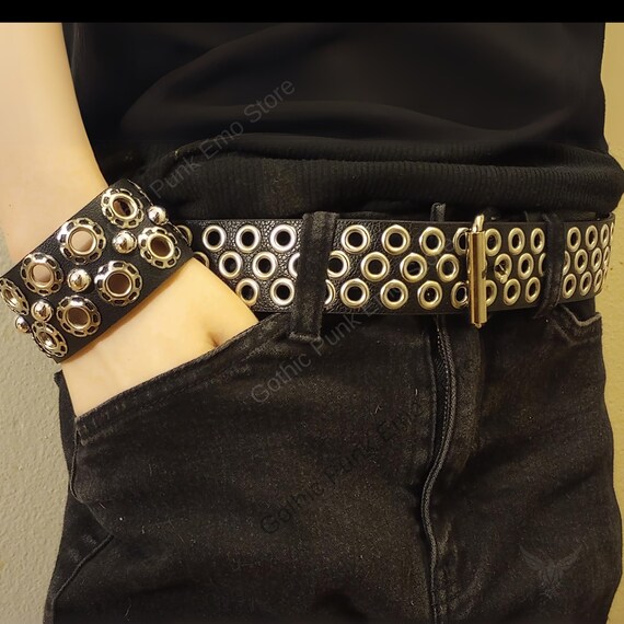 Grommet Vegan Leather Belt - Gothic, Punk, Emo, Cosplay - Etsy