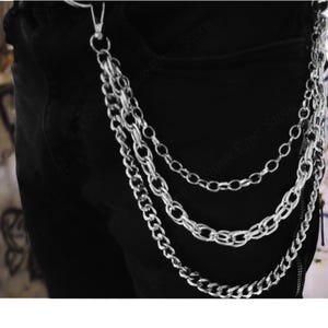 Cadena para billetera gótica de 3 capas con anilla gruesa, cinturón para pantalones, punk, gótico, grunge, años 90, alternativa, cadena para jeans, cadena para llaves, cadena para motociclista, ropa de calle, hip hop