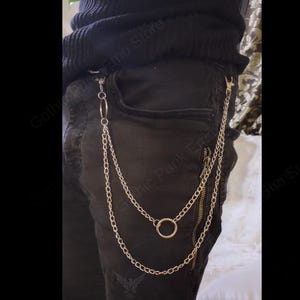 Cadena gótica de dos capas con anilla gruesa para billetera, cinturón, pantalones, estilo punk, gótico, grunge, años 90, alternativa para jeans, llavero, estilo motero, estilo urbano, hip hop.