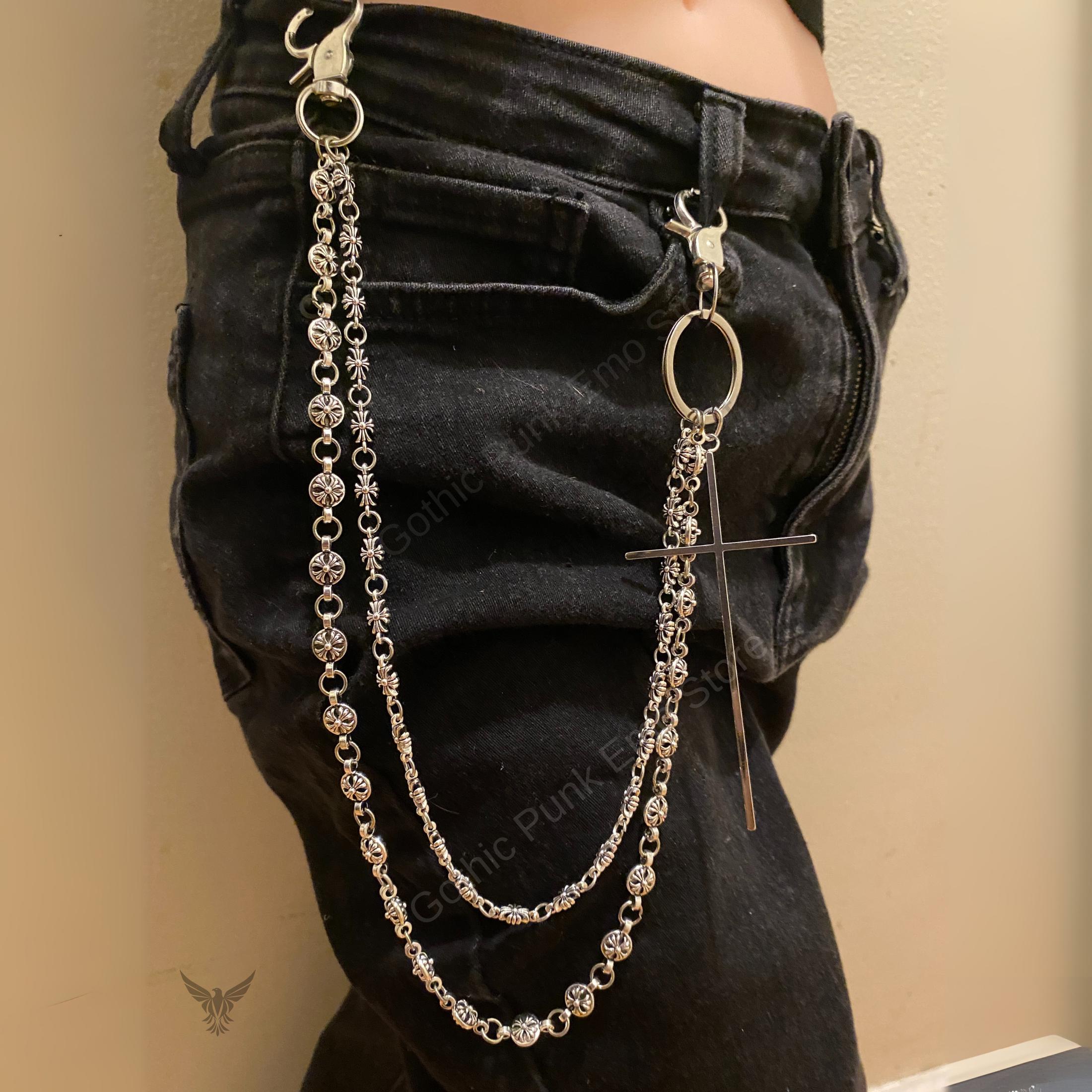 Cross Pants Chain: Y2K Punk Biker Wallet Chain - Silver Alloy - Etsy