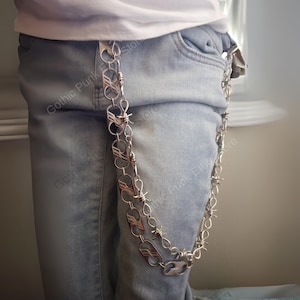 Cadena gótica con pinchos para billetera, alambre de púas, tapa de botella, anillo en O, cinturón, pantalones, punk, gótico, grunge, años 90, alternativa, cadena para jeans, llavero, estilo motero, hip hop.
