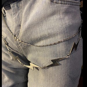 Cadena para cinturón y pantalones con diseño gótico de capas y diseño de rayo, estilo punk, gótico, grunge, años 90, estilo alternativo, para jeans, llavero, estilo hip hop y motero