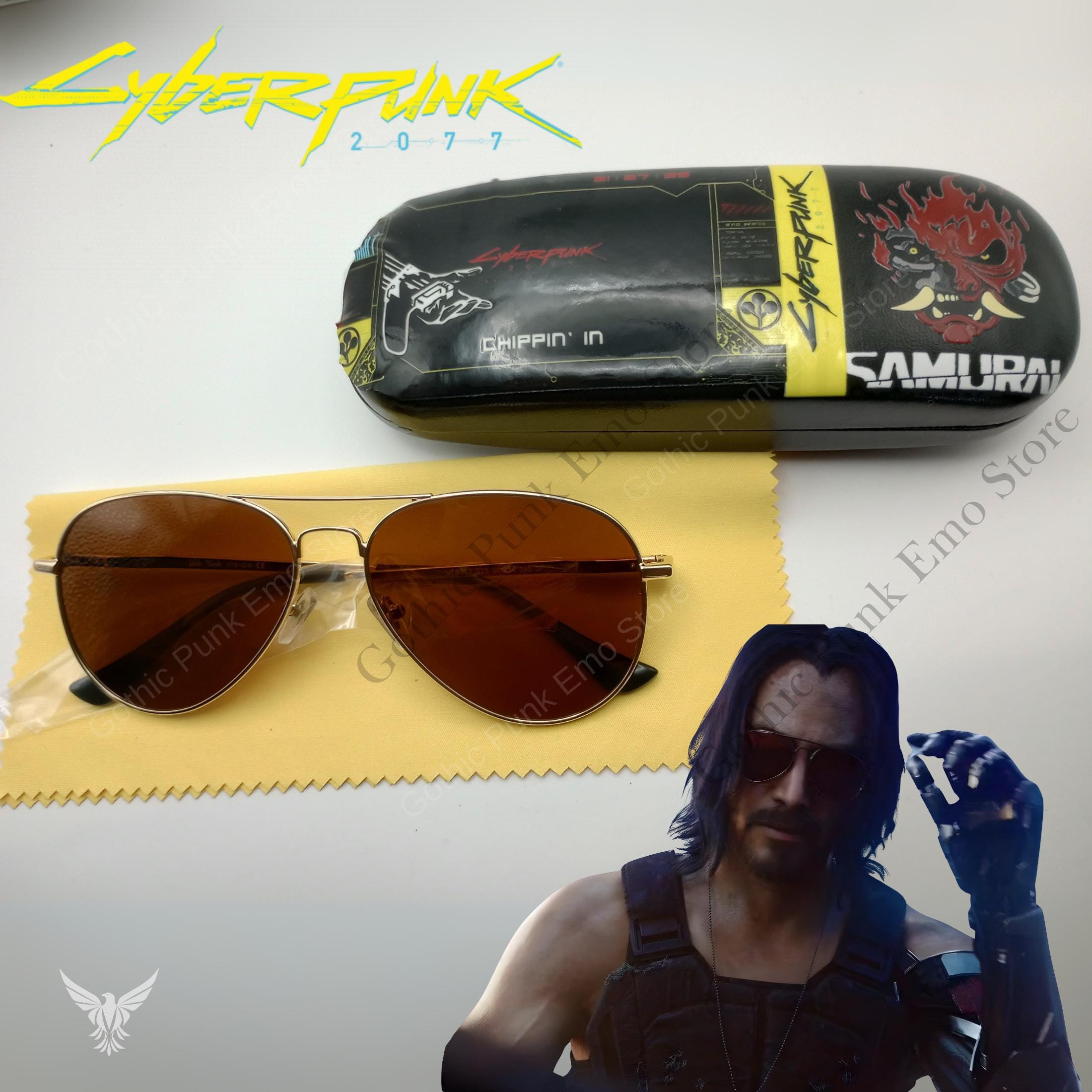Johnny Silverhand Glasses With Case: Cyberpunk 2077 Cosplay