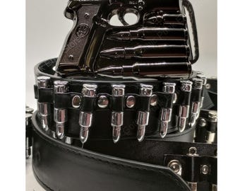 Bullet Belt Punk Gun, Vegan Leather, Gothic Heavy Metal Fashion - Etsy