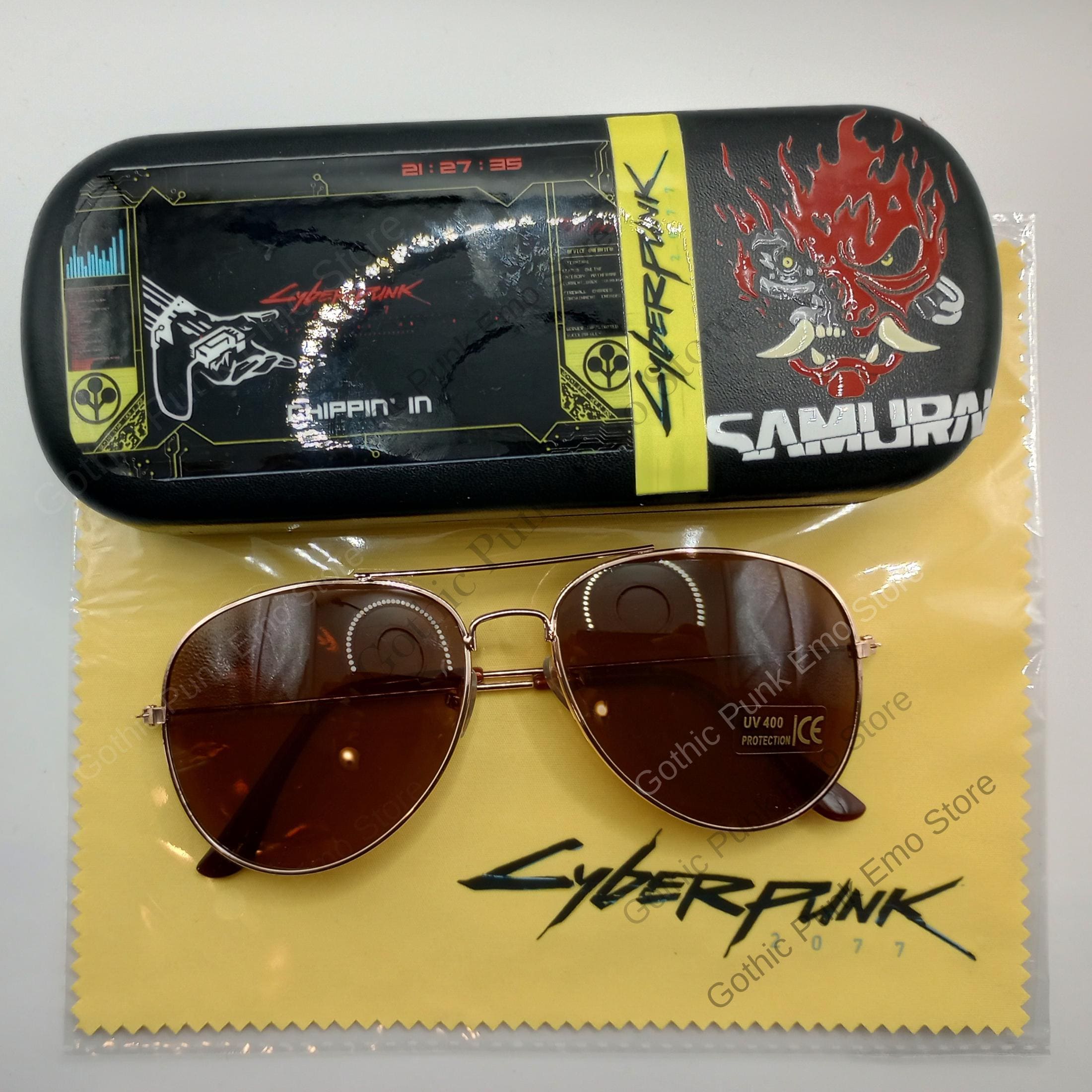Johnny Silverhand Sunglasses With Case: Cyberpunk 2077 Cosplay