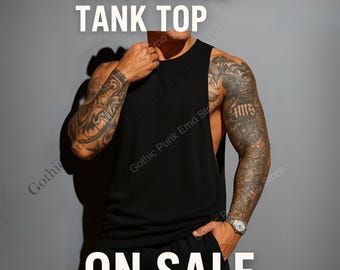 Deep Cut Muscle Tank Top: Gothic Streetwear Gym Shirt