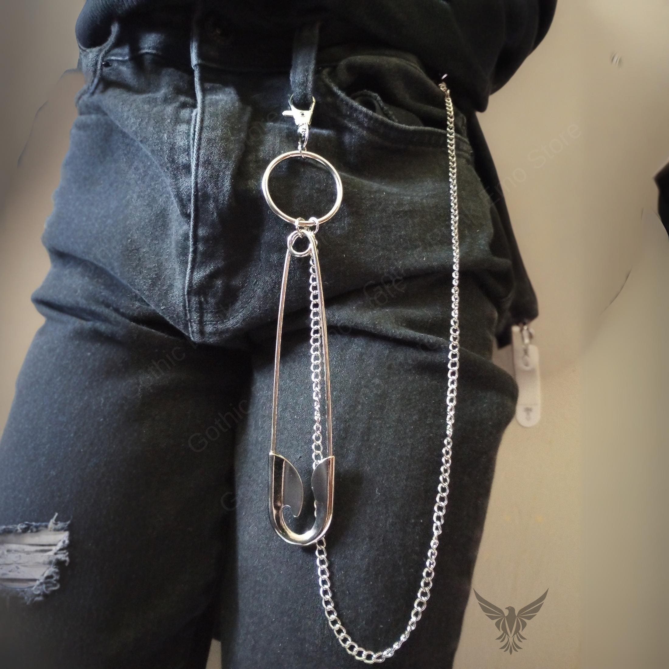Punk Safety Pin Pants Chain: Gothic Wallet Chain, Y2K Grunge Style