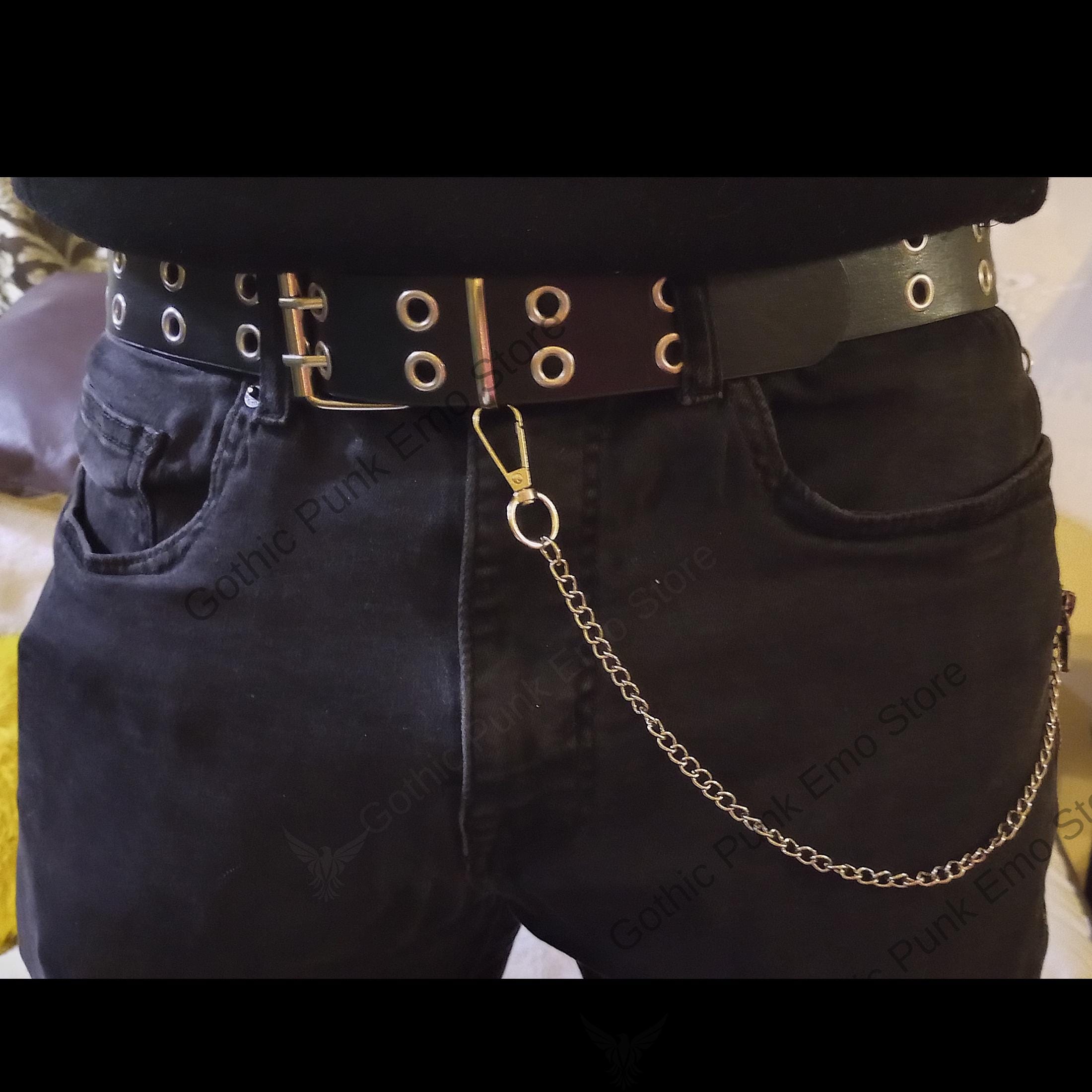 Black Double Grommet Belt: Gothic Punk Rock Studded Belt - Etsy