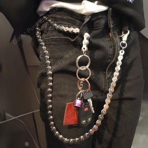 Cadena para billetera, cadena de bicicleta de metal pesado, gótica, con capas, anillo en O, cinturón, pantalones, punk, gótico, grunge, años 90, alternativa, vaqueros, llavero, motociclista, apocalipsis, emo.