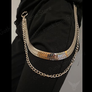 Cadena para cinturón y pantalones con anilla en forma de O con pinchos en capas góticas, estilo punk, gótico, grunge, años 90, estilo alternativo, para jeans, llavero, estilo hip hop y motero