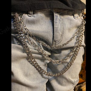 Cadena para cinturón y pantalones con anilla en O de 3 capas, estilo gótico, estilo punk, gótico, grunge, años 90, estilo alternativo, para jeans, llavero, estilo hip hop y motero